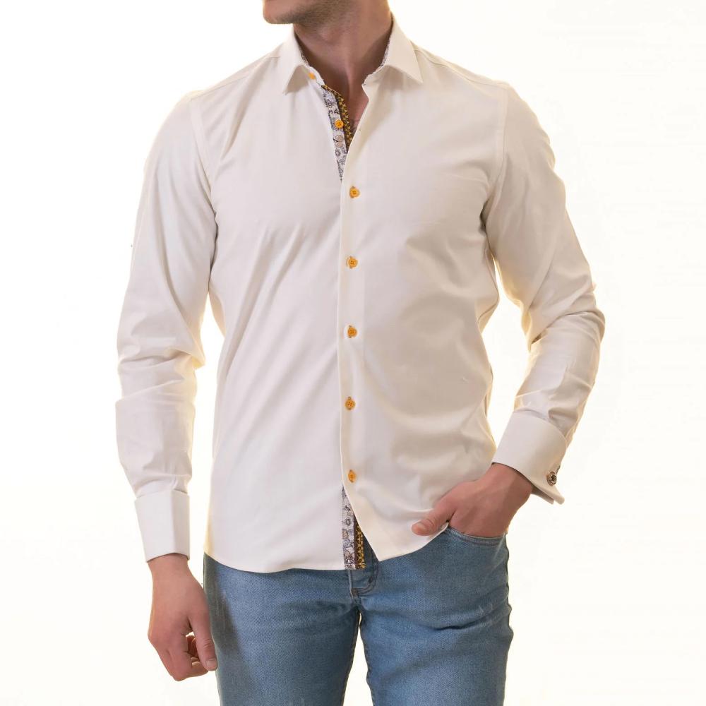 White French Cuff Shirt for Men- Slim Fit, Cotton Shirt (Floral Design Inside) - Image 2