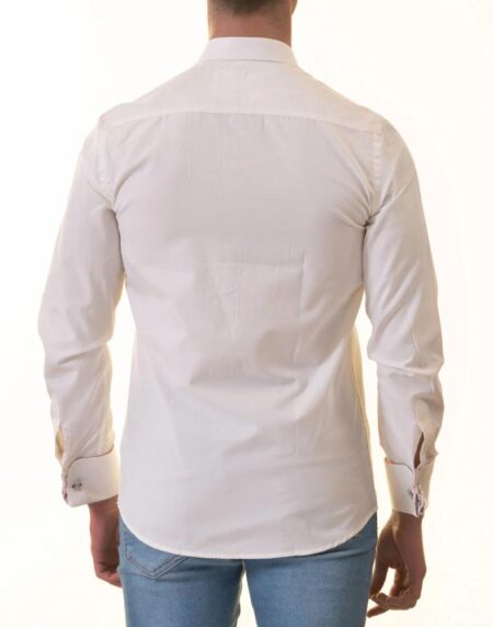 White French Cuff Shirt for Men – Slim Fit Cotton Shirts (Red Floral Inside)