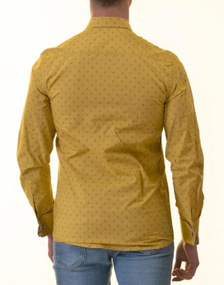 Paisley French Cuff Shirt — Slim Fit, Mustard Reversible Cuff
