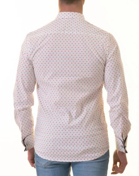 White, Blue & Red Anchor-Print French Cuff Shirt — Slim Fit, Nautical Edge