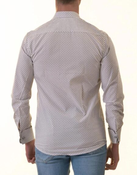 White Polka Dot Printed French Cuff T-Shirt – Men’s Long Sleeve Slim Fit T-Shirt