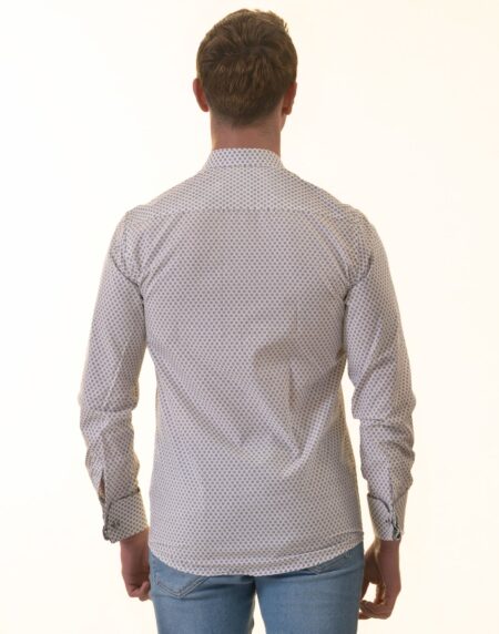 White Polka Dot Printed French Cuff T-Shirt – Men’s Long Sleeve Slim Fit T-Shirt