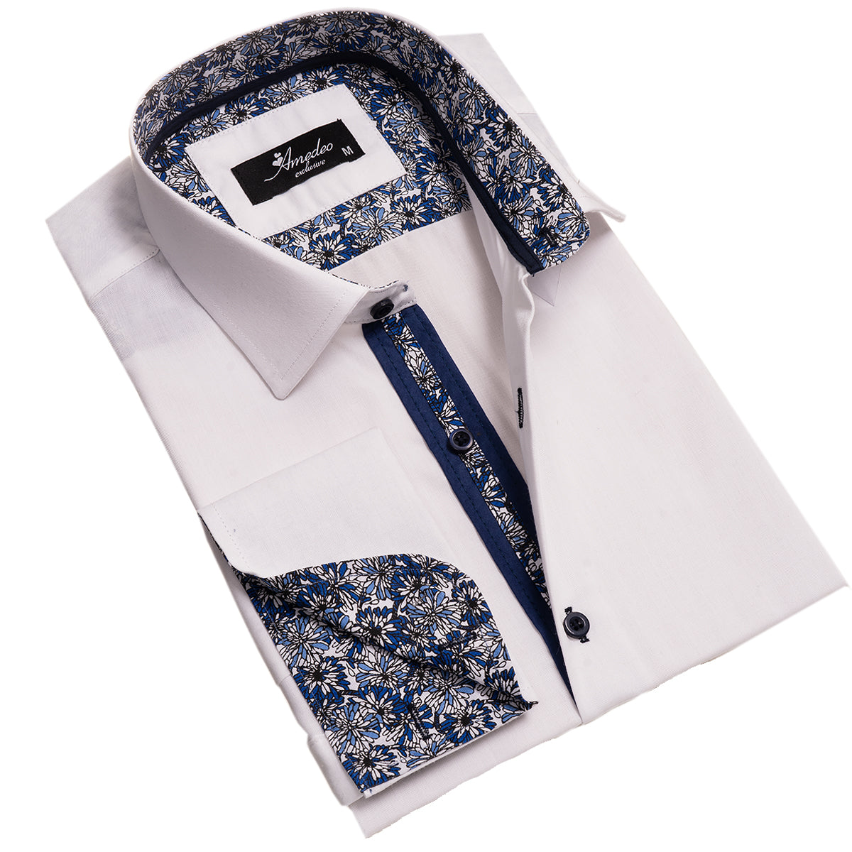 White Mens Slim Fit French Cuff French Cuff Shirts with Cufflink Holes – Casual and Formal
