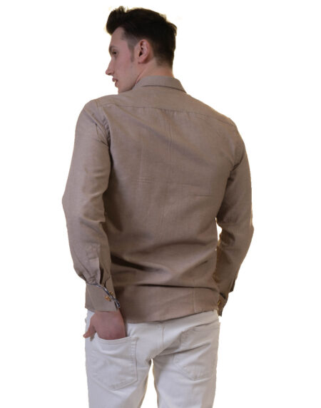 Brown White Mens Slim Fit French Cuff Shirts with Cufflink Holes – Casual and Formal