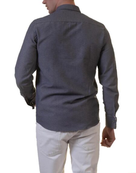 Grey Mens Slim Fit French Cuff Shirts with Cufflink Holes – Casual and Formal