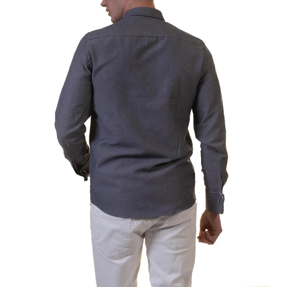 Grey Mens Slim Fit French Cuff Shirts with Cufflink Holes - Casual and Formal - Image 3