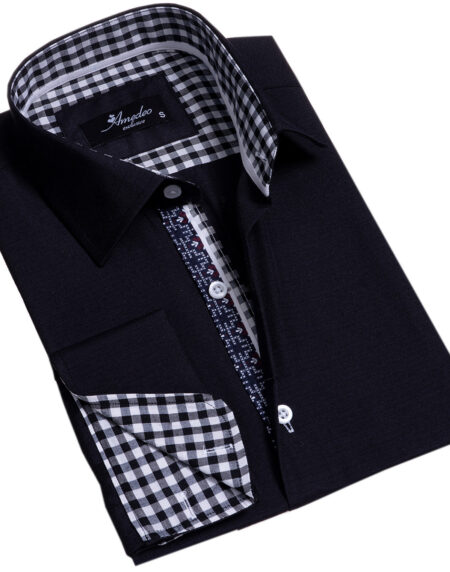 Mens Slim Fit French Cuff Shirts with Cufflink Holes – Casual and Formal