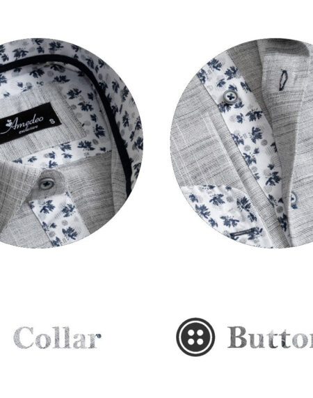 Grey Dark Purple Men's Slim Fit French Cuff Dress Shirts with Cufflink Holes - Casual and Formal - Amedeo Exclusive
