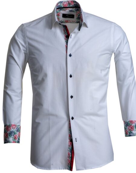 Solid White Mens Slim Fit Designer Dress Shirt - tailored Cotton Shirts for Work and Casual Wear - Amedeo Exclusive