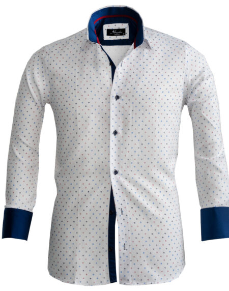 White & Blue French Cuff Shirt — Slim Fit, Reversible Cuff