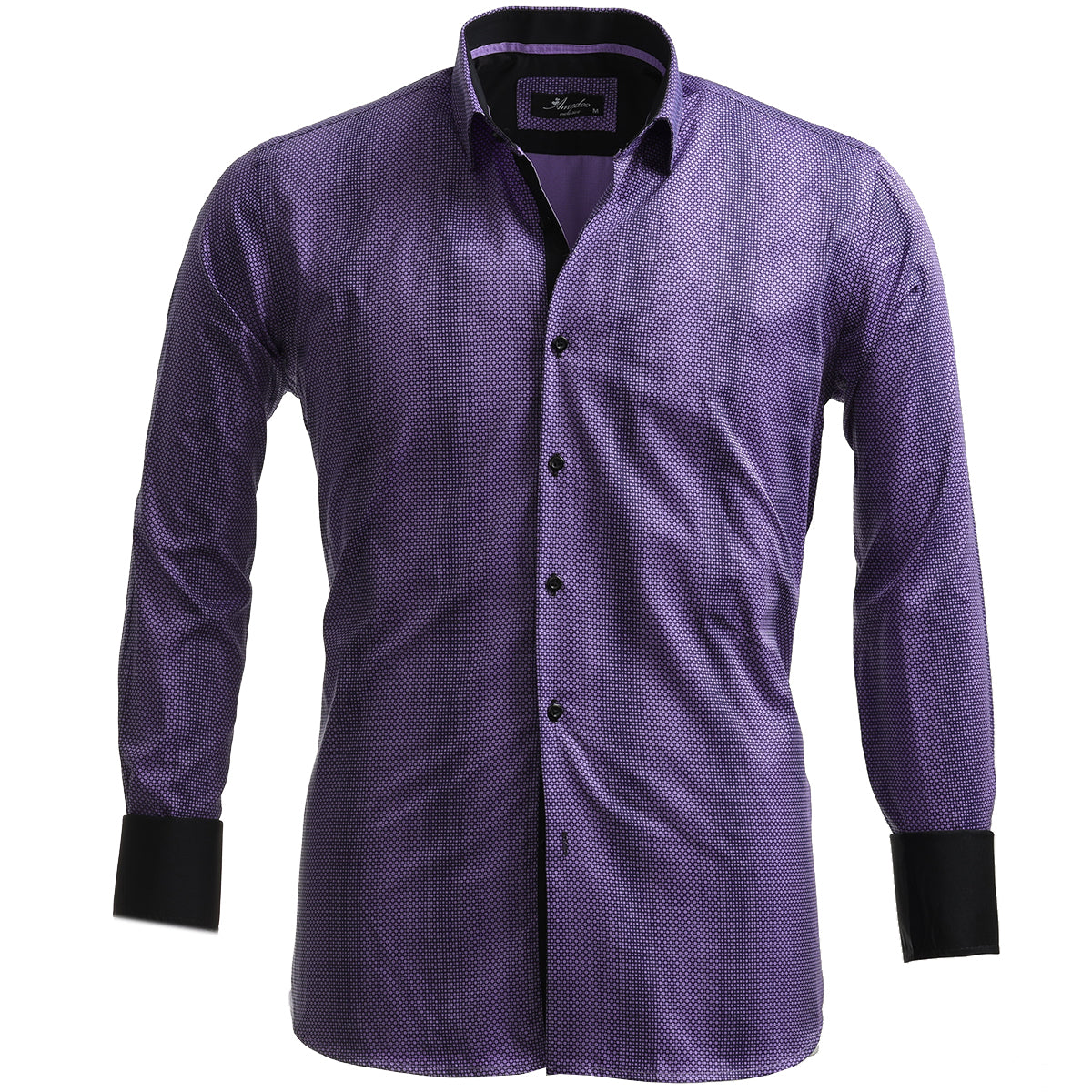 Purple Print French Cuff Shirt — Slim Fit, Reversible Cuff - Image 2