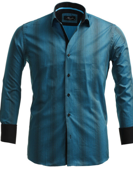 Turquoise Blue French Cuff Shirt — Slim Fit, Reversible Cuff