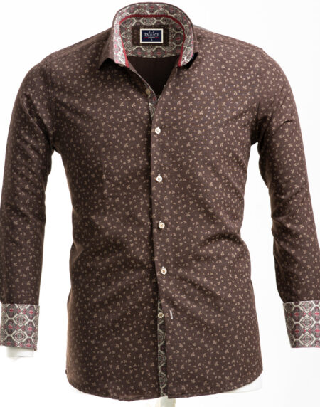 Brown Mens Slim Fit French Cuff Shirts with Cufflink Holes – Casual and Formal