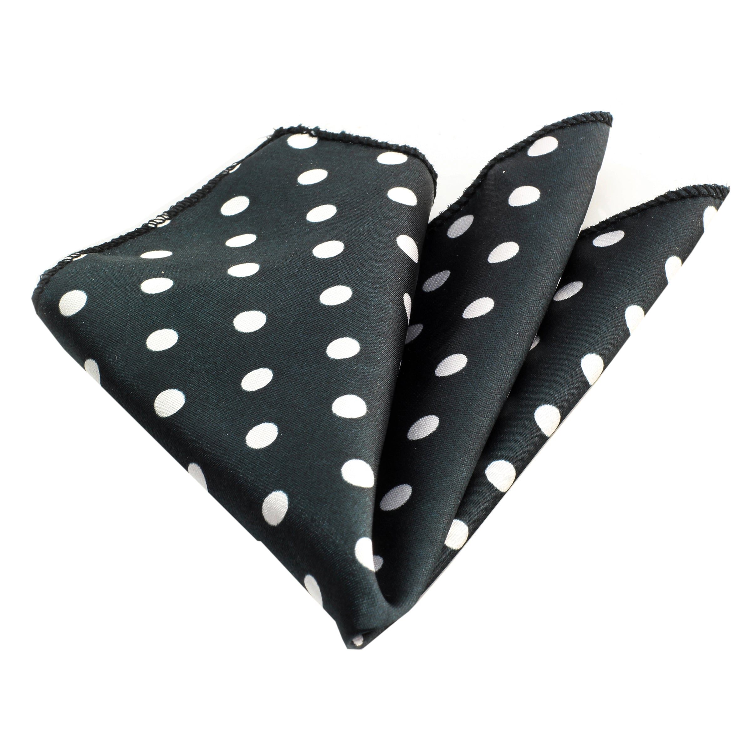 Men's Black White Dots Pocket Square Hanky Handkerchief - Amedeo Exclusive