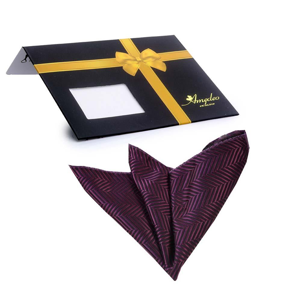 Men's Solid Purples Lines Pocket Square Hanky Handkerchief - Amedeo Exclusive