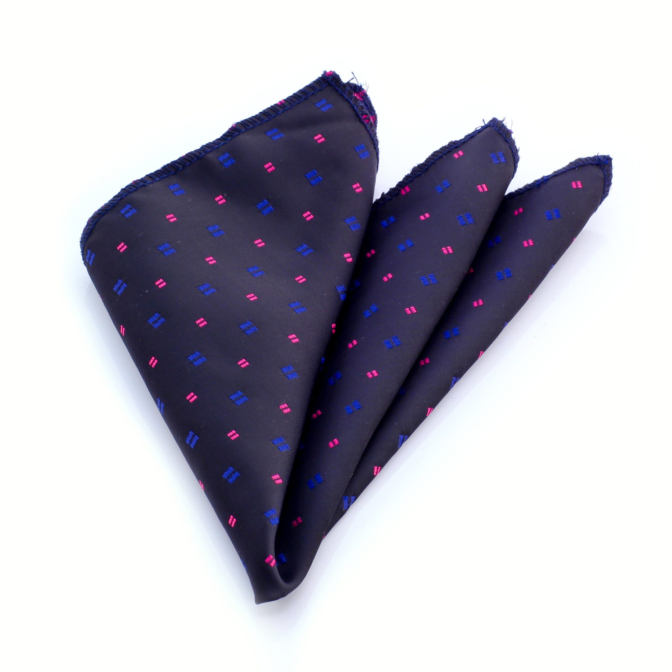 Men's Black with Metallic Blue & Pink Pocket Square Hanky Handkerchief - Amedeo Exclusive