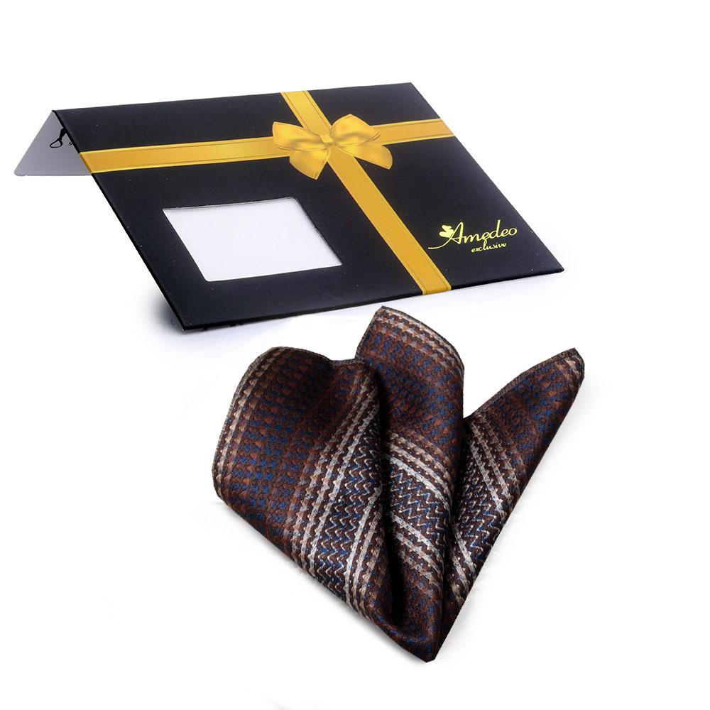Men's Brown Knitted Snowflakes Handkerchief - Amedeo Exclusive