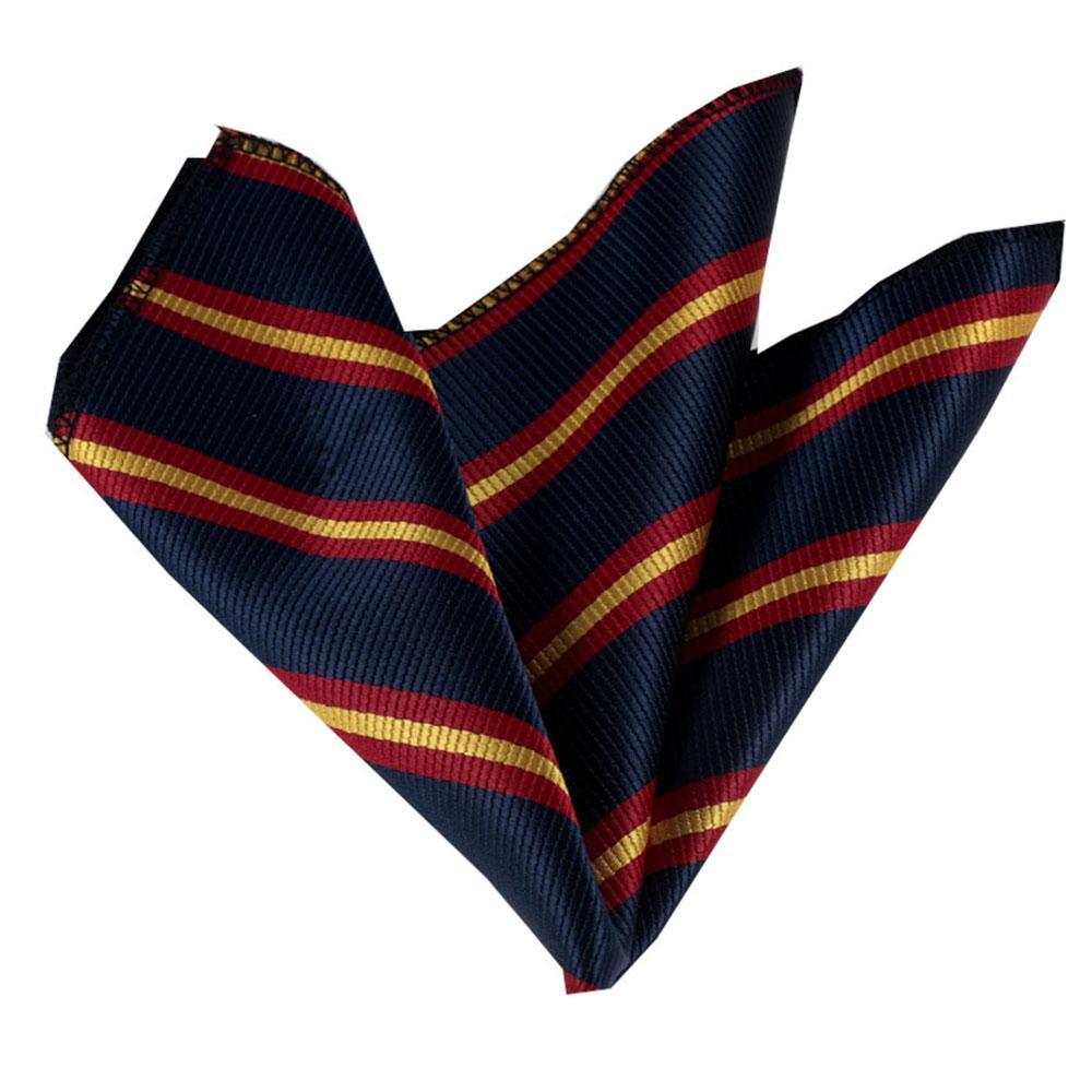 Men's Blue Red Yellow Lines Pocket Square Hanky Handkerchief - Amedeo Exclusive