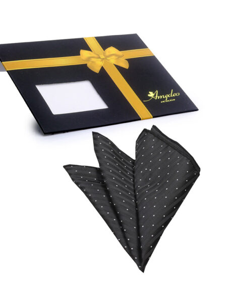 Men's Black Lines Pocket Square Hanky Handkerchief - Amedeo Exclusive