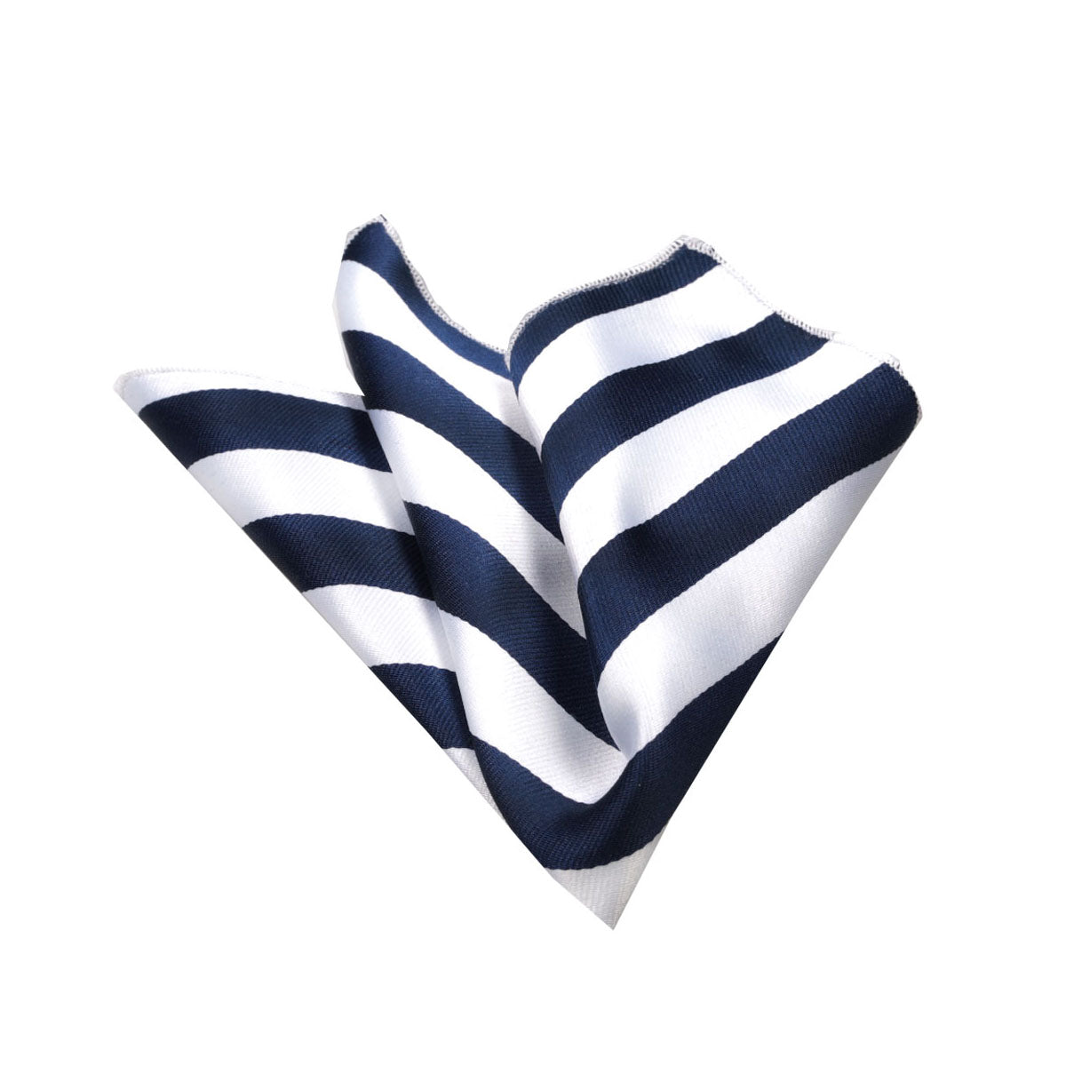 Men's White Blue Lines Pocket Square Hanky Handkerchief - Amedeo Exclusive