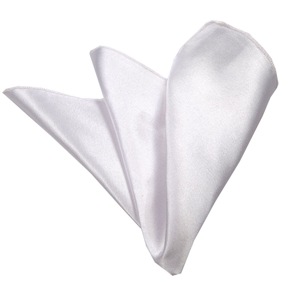 Men's Solid White Pocket Square Hanky Handkerchief - Amedeo Exclusive