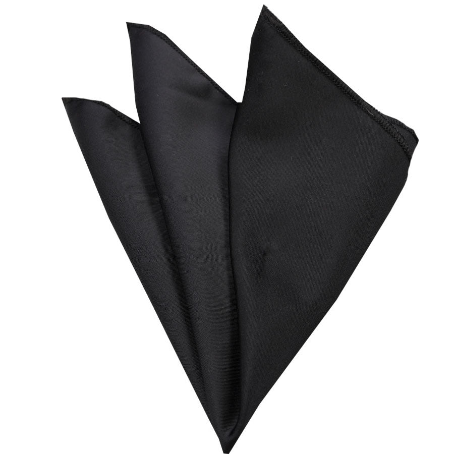 Men's Solid Black Paisley with White Dots Pocket Square Hanky Handkerchief - Amedeo Exclusive