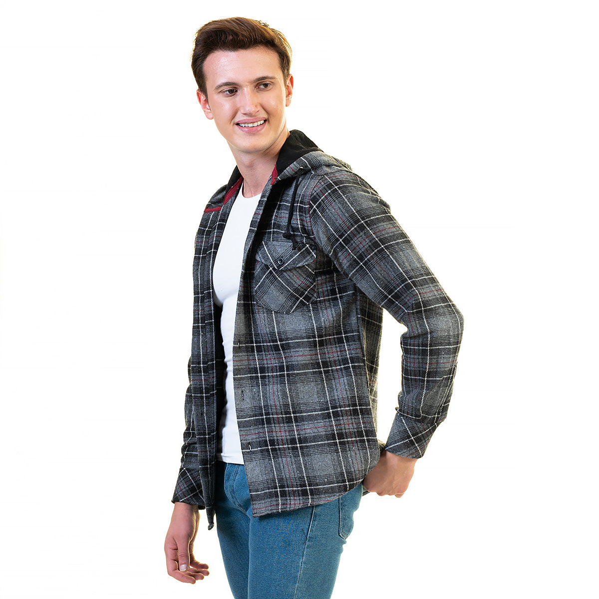 European Wool Luxury Zippered With Hoodie Sweater Jacket Warm Winter Tailor Fit - Image 2