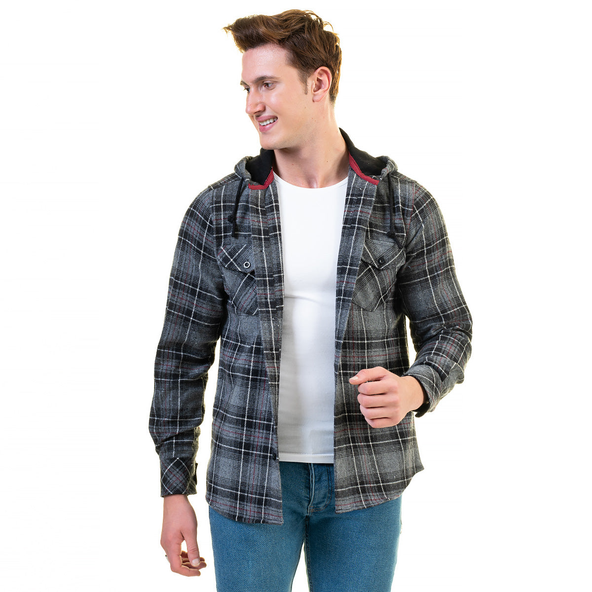 European Wool Luxury Zippered With Hoodie Sweater Jacket Warm Winter Tailor Fit - Image 3