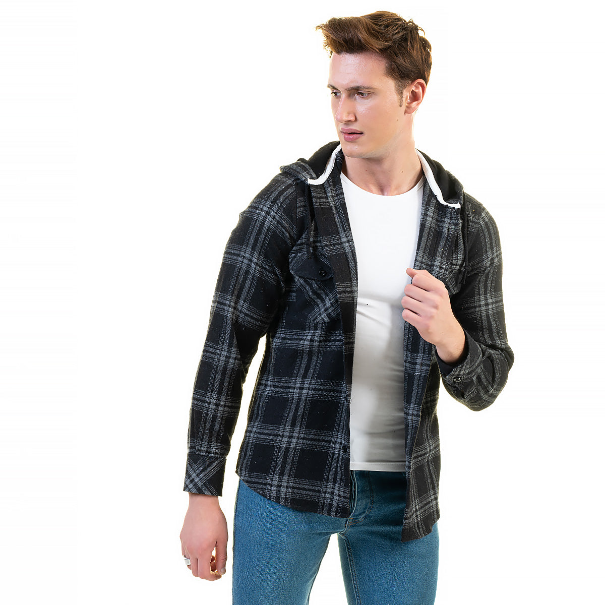 European Wool Luxury Zippered With Hoodie Sweater Jacket Warm Winter Tailor Fit - Image 2