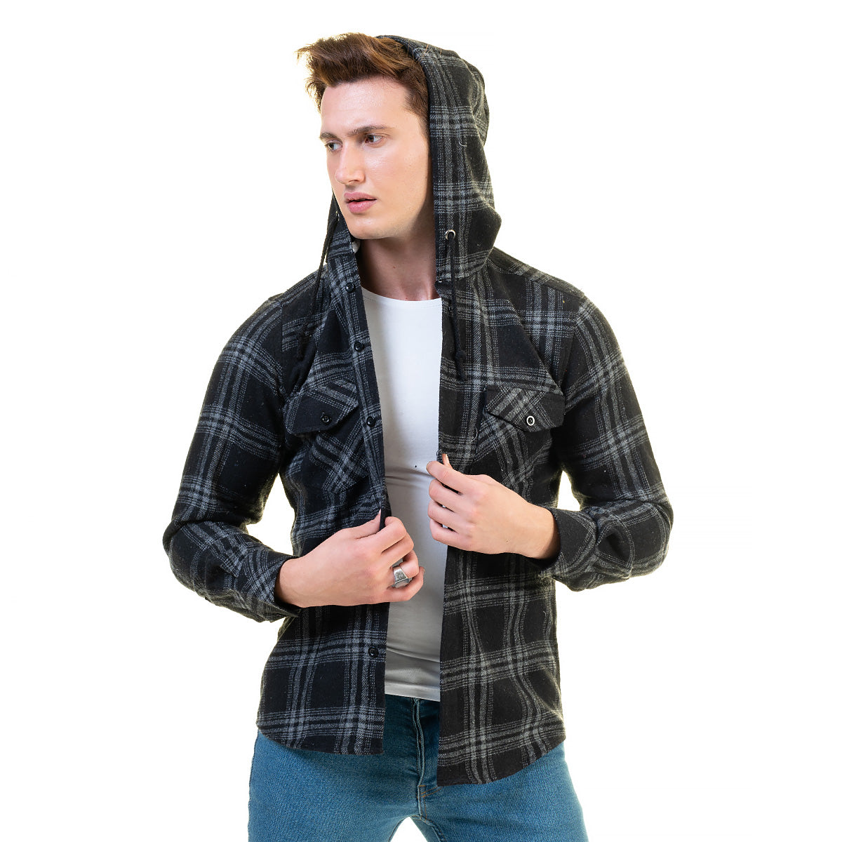 European Wool Luxury Zippered With Hoodie Sweater Jacket Warm Winter Tailor Fit - Image 3