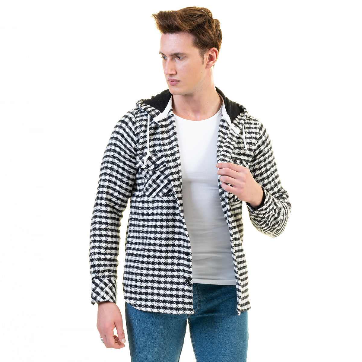 European Wool Luxury Zippered With Hoodie Sweater Jacket Warm Winter Tailor Fit - Image 2