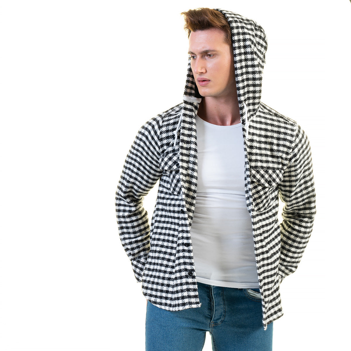 European Wool Luxury Zippered With Hoodie Sweater Jacket Warm Winter Tailor Fit - Image 3