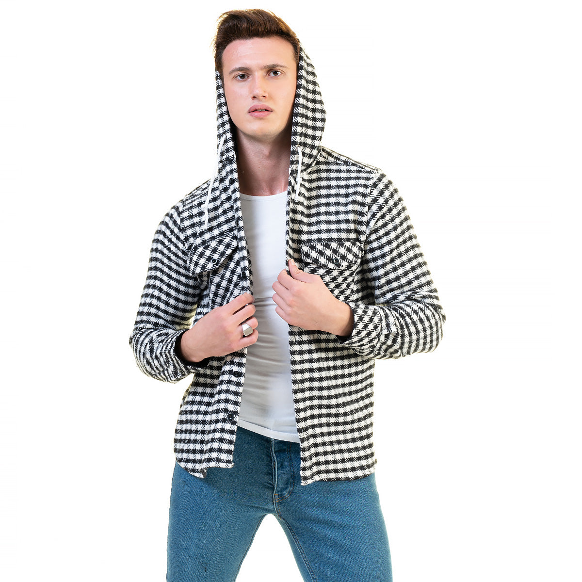 European Wool Luxury Zippered With Hoodie Sweater Jacket Warm Winter Tailor Fit - Image 4