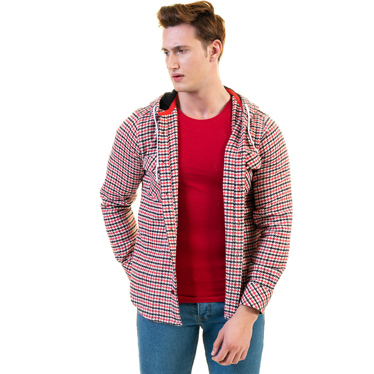 European Wool Luxury Zippered With Hoodie Sweater Jacket Warm Winter Tailor Fit - Image 7