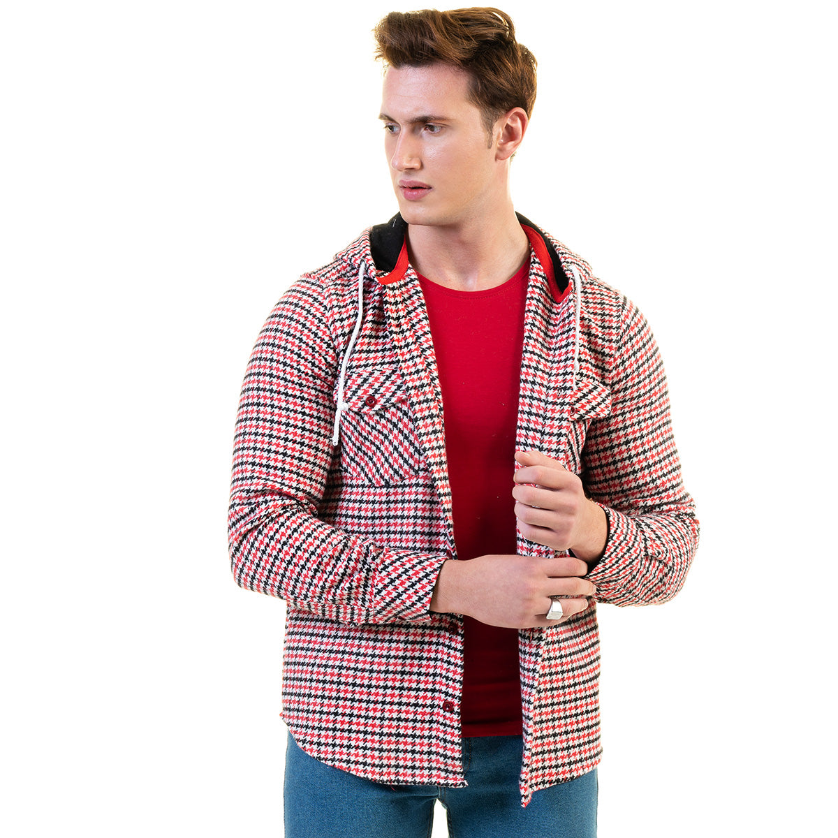 European Wool Luxury Zippered With Hoodie Sweater Jacket Warm Winter Tailor Fit - Image 3