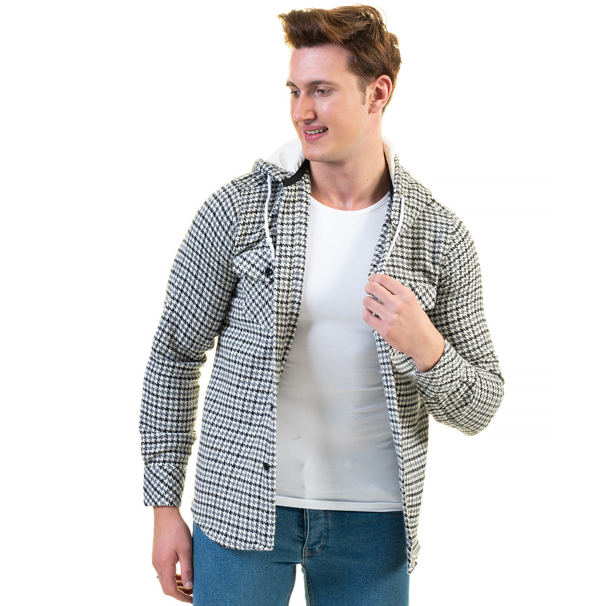 European Wool Luxury Zippered With Hoodie Sweater Jacket Warm Winter Tailor Fit - Image 8