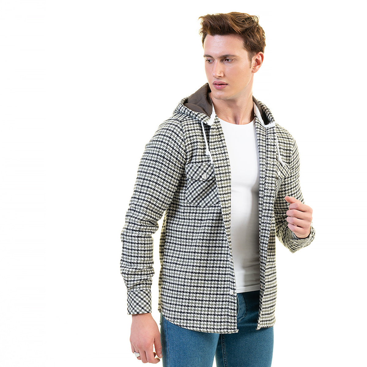 European Wool Luxury Zippered With Hoodie Sweater Jacket Warm Winter Tailor Fit - Image 2