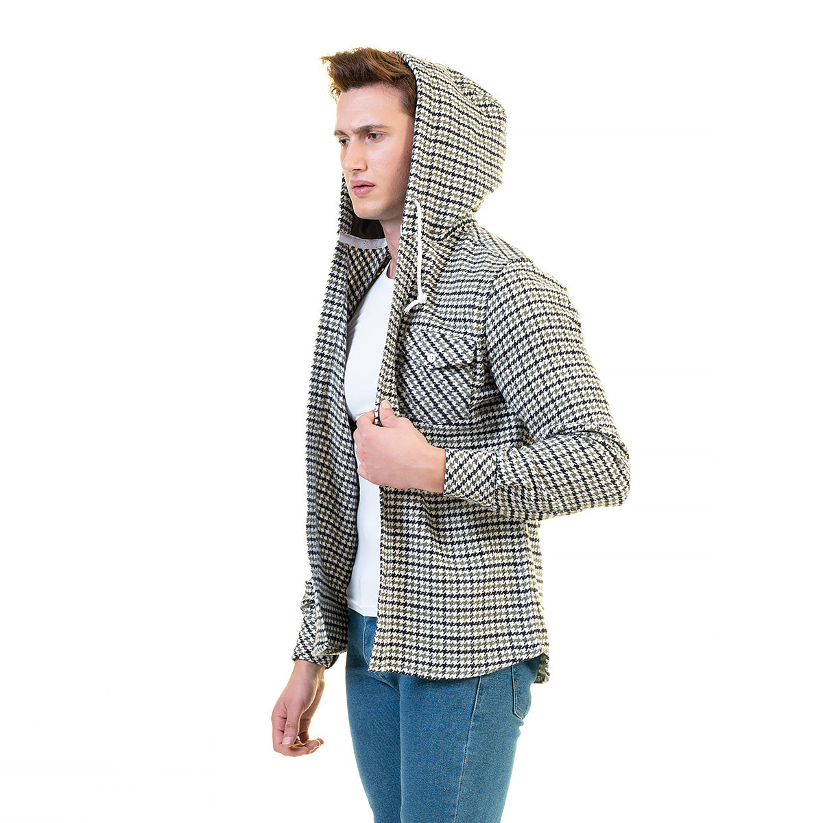 European Wool Luxury Zippered With Hoodie Sweater Jacket Warm Winter Tailor Fit - Image 4