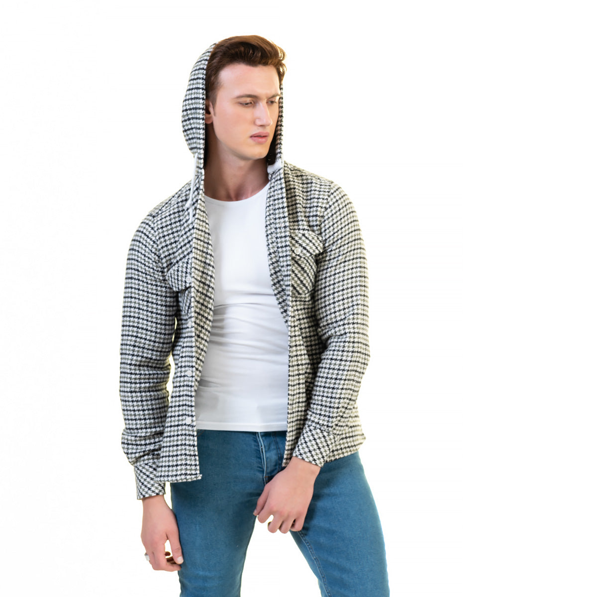 European Wool Luxury Zippered With Hoodie Sweater Jacket Warm Winter Tailor Fit - Image 5