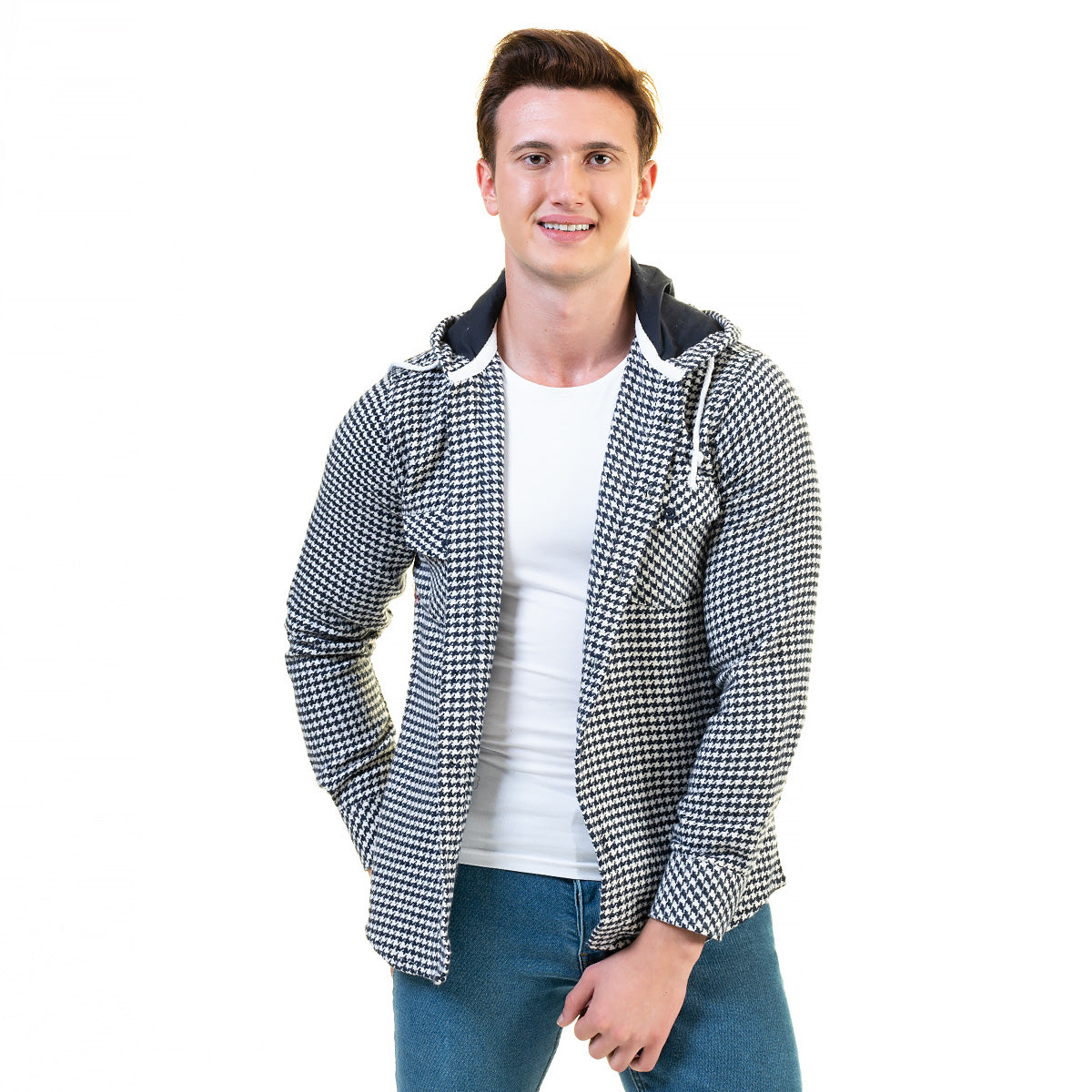 European Wool Luxury Zippered With Hoodie Sweater Jacket Warm Winter Tailor Fit - Image 4
