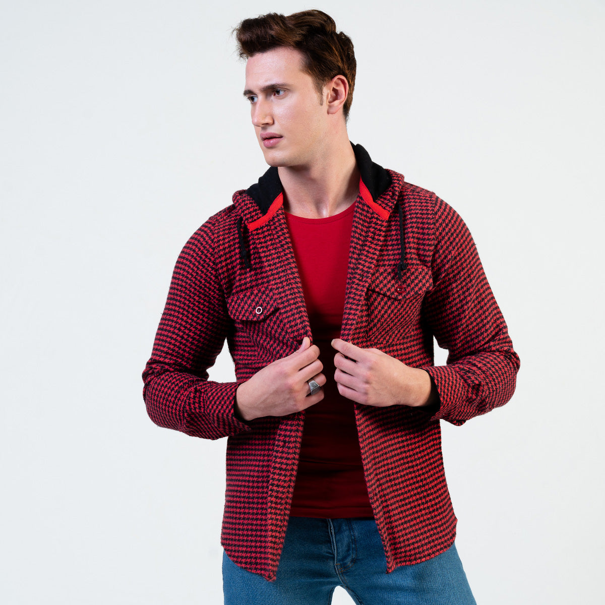 European Wool Luxury Zippered With Hoodie Sweater Jacket Warm Winter Tailor Fit - Image 2