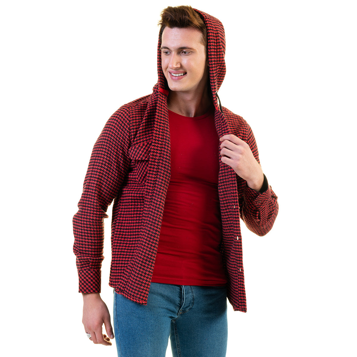 European Wool Luxury Zippered With Hoodie Sweater Jacket Warm Winter Tailor Fit - Image 3