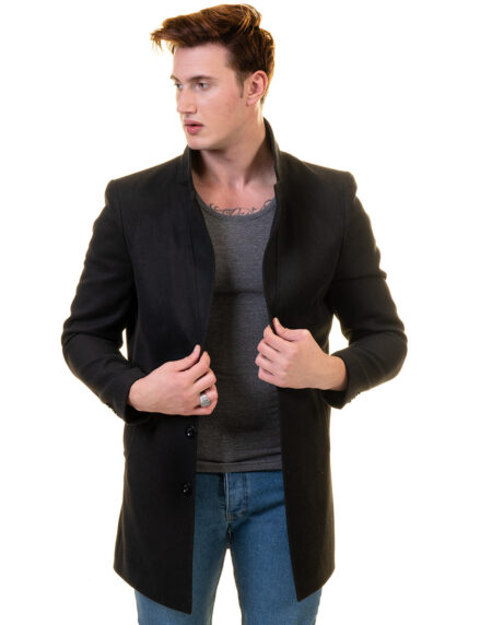 Men’s European Black Wool Coat Jacket Tailor fit Fine Luxury Quality Work and Casual