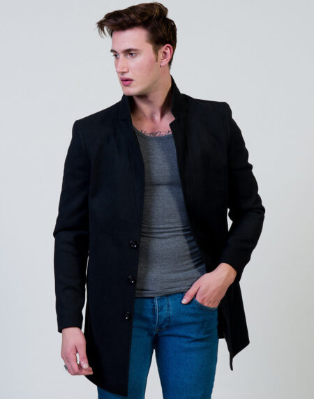 Men’s European Black Wool Coat Jacket Tailor fit Fine Luxury Quality Work and Casual
