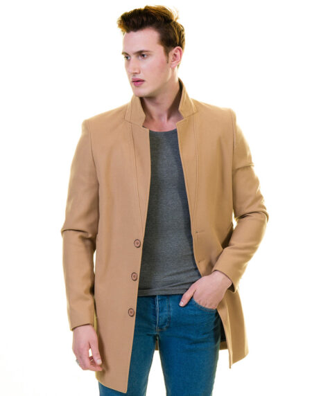 Men’s European Beige Wool Coat Jacket Tailor fit Fine Luxury Quality Work and Casual