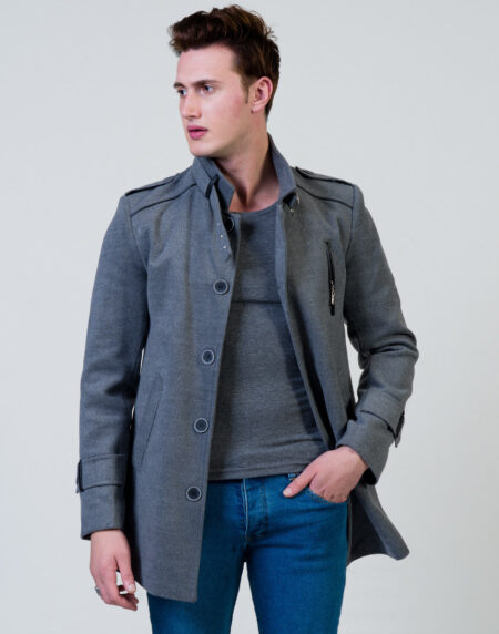 Men’s European Grey Wool Coat Jacket Tailor fit Fine Luxury Quality Work and Casual