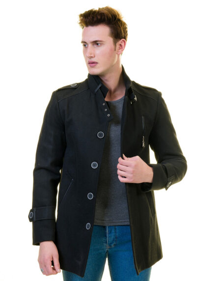 Men’s European Black Wool Coat Jacket Tailor fit Fine Luxury Quality Work and Casual