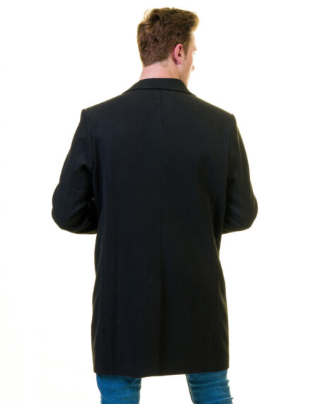 Men’s European Black Wool Coat Hooded Jacket Tailor fit Fine Luxury Quality Work and Casual