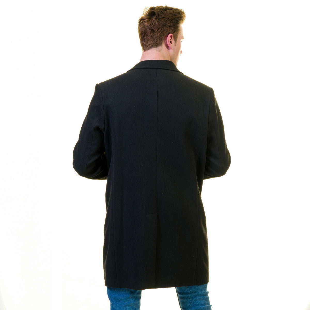 Men's European Black Wool Coat Hooded Jacket Tailor fit Fine Luxury Quality Work and Casual - Image 4