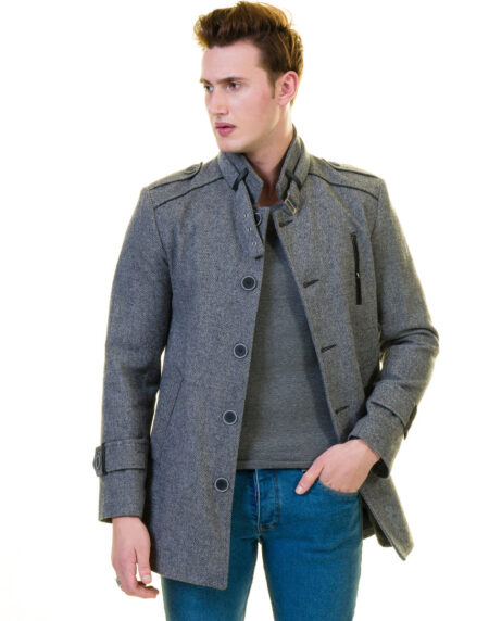 Men’s European Grey Wool Coat Jacket Tailor fit Fine Luxury Quality Work and Casual